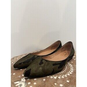Anthropologie All Black Women's Jungle Camo Calf Flats Olive Size 38.5 EU (US 8)